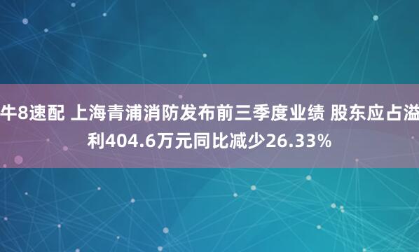 牛8速配 上海青浦消防发布前三季度业绩 股东应占溢利404.6万元同比减少26.33%